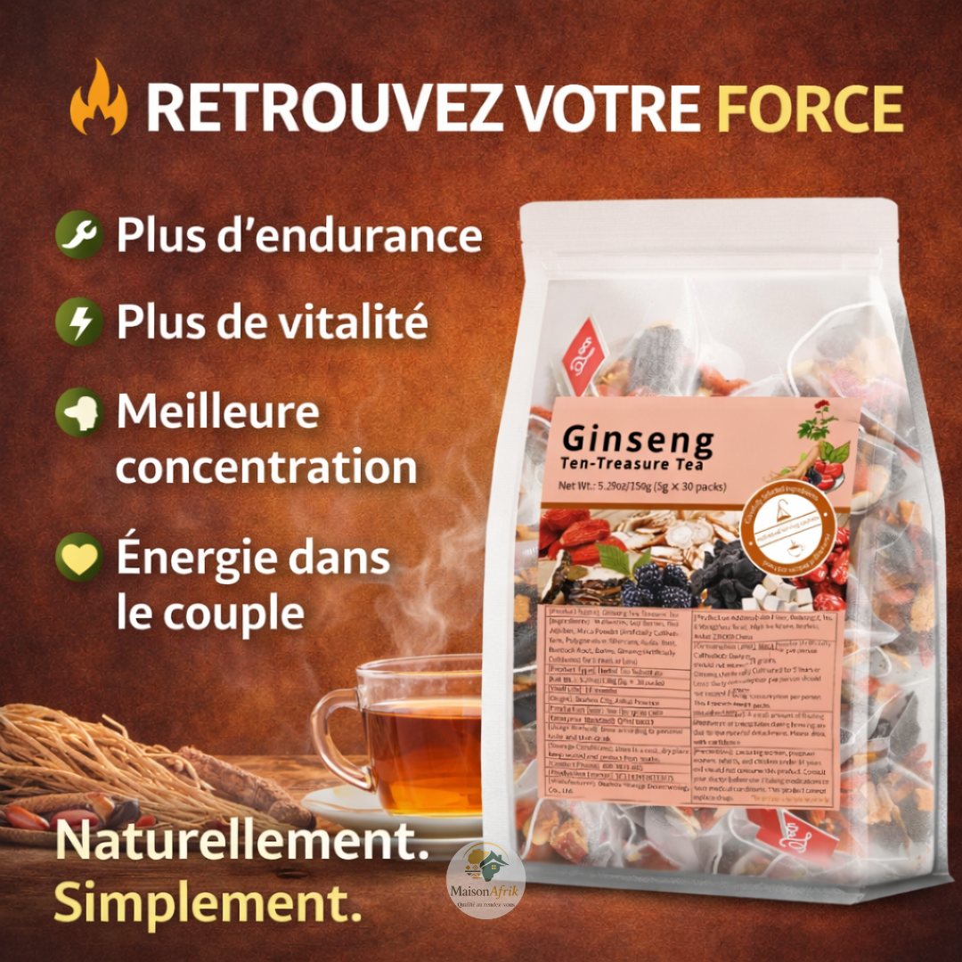 Thé Ginseng 10 Trésors – Vitalité Naturelle | 30 Sachets Premium